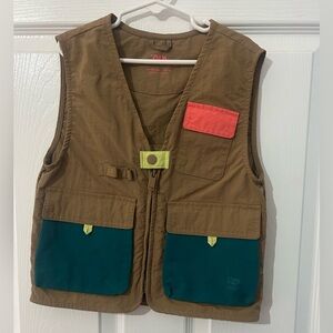 Zara Kids Brown Vest with Teal and Red Accents